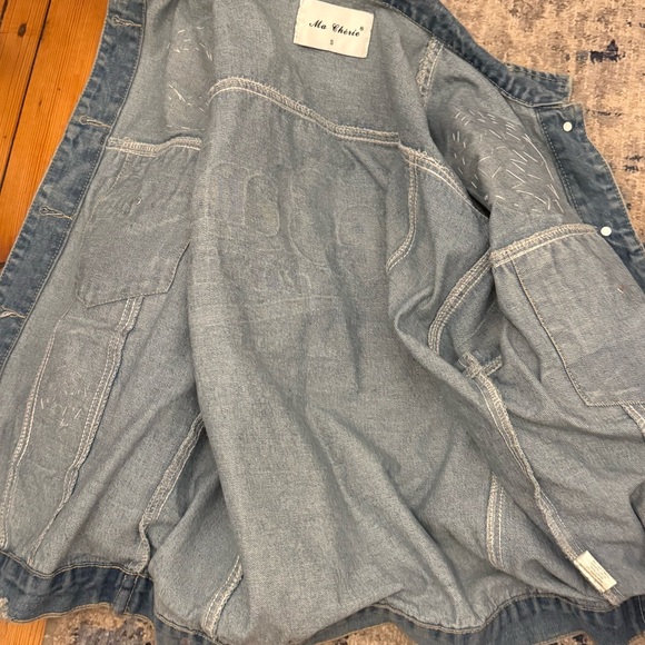 ✨ Rhinestone Studded Denim Jacket Western Glam Y2K Festival Small - Picture 4 of 7